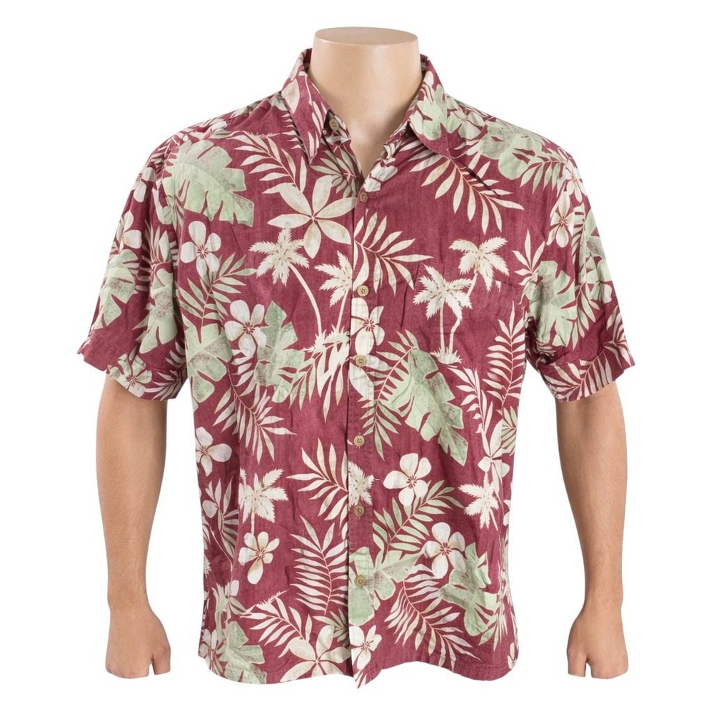 Cooke Street Hawaiian Aloha Shirt 2XL Tropical Flowers Reverse Print Red